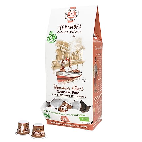 TERRAMOKA - Exzellenter Bio-Kaffee - 100% reiner Arabica aus Peru - Fruchtig, nuanciert und rassig - 60 Nespresso* Kapseln Kompatibel Zero Waste - Mr Albert- Frankreich TERRAMOKA - Exzellenter Bio-Kaffee - 100% reiner Arabica aus Peru - Fruchtig, nuanciert und rassig - 60 Nespresso* Kapseln Kompatibel Zero Waste - Mr Albert- Frankreich von TERRAMOKA