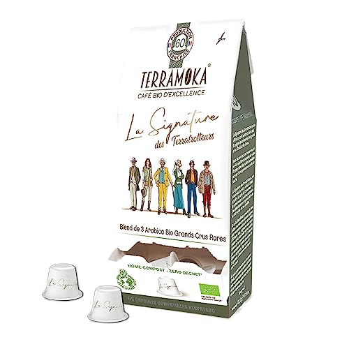 TERRAMOKA Exzellenter Bio-Kaffee - 3 Arabica-Sorten: Indien, Äthiopien und Brasilien - Intensiv, blumig- 60 Nespresso Kapseln Kompatibel Zero Waste - Die Signatur der Terratrotteurs – Frankreich TERRAMOKA Exzellenter Bio-Kaffee - 3 Arabica-Sorten: Indien, Äthiopien und Brasilien - Intensiv, blumig- 60 Nespresso Kapseln Kompatibel Zero Waste - Die Signatur der Terratrotteurs – Frankreich von TERRAMOKA