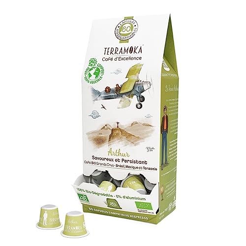 TERRAMOKA - Exzellenter Bio-Kaffee - 80% reiner Arabica aus Brasilien und Mexiko - Reichhaltig, schmackhaft und lang anhaltend - 60 Nespresso* Kapseln Kompatibel Zero Waste - Arthur - Frankreich TERRAMOKA - Exzellenter Bio-Kaffee - 80% reiner Arabica aus Brasilien und Mexiko - Reichhaltig, schmackhaft und lang anhaltend - 60 Nespresso* Kapseln Kompatibel Zero Waste - Arthur - Frankreich von TERRAMOKA