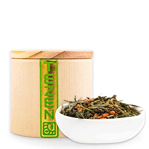 Genmaicha Bio Tee: japanischer Grüner Bio Tee mit Reis | Hochwertiger japanischer Bio Grüntee | Bancha Bio Grüntee mit geröstetem Reis (80 g) von TEZEN