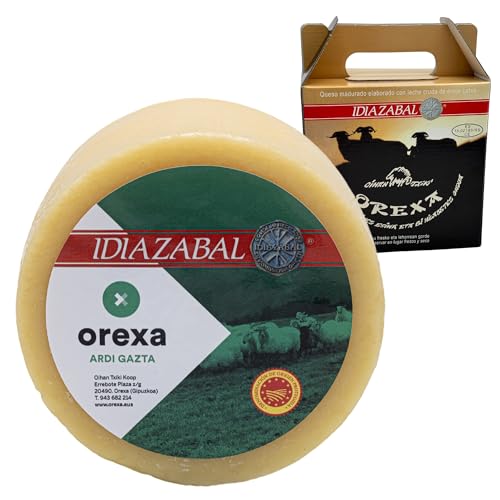 THE BASQUE gourmet – Schafskäse aus Rohmilch – Spanischer Käse aus dem Baskenland (D.O. Idiazabal) – Gereift & Natürlich – 1,2 kg –Geschenkbox mit Griff – Handwerklich hergestellt von THE BASQUE gourmet