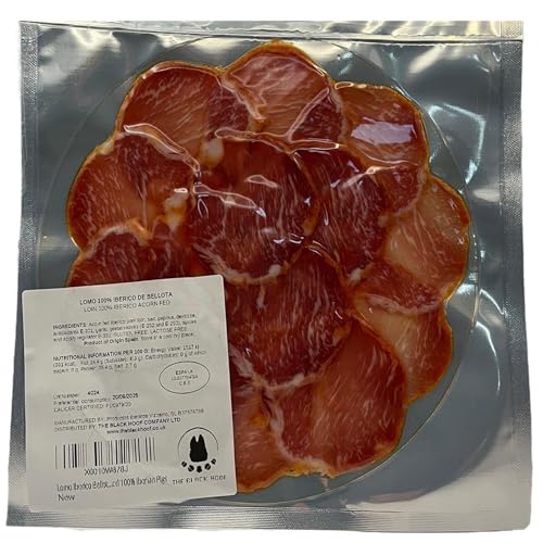 Lomo Iberico de Bellota - 100 Gramm Schweinelende Scheiben aus Pata Negra Eichel gefüttert 100% iberische Schweine Lomo Iberico de Bellota - 100 Gramm Schweinelende Scheiben aus Pata Negra Eichel gefüttert 100% iberische Schweine von THE BLACK HOOF