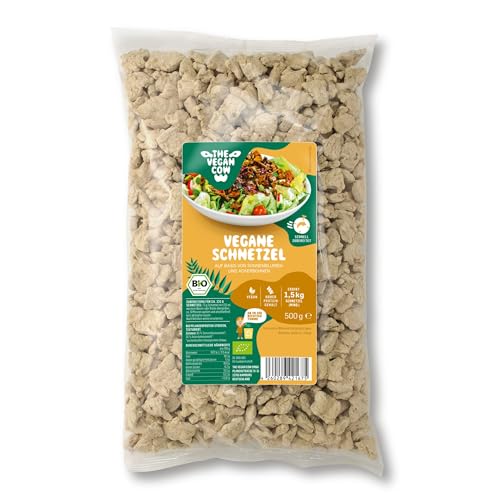 THE VEGAN COW Vegane Schnetzel - Bio-Fleischersatz - 500g - doppelte Proteinquelle - TOP Qualität, Geschmack und Konsistenz - Allergenfrei und ohne Soja von THE VEGAN COW