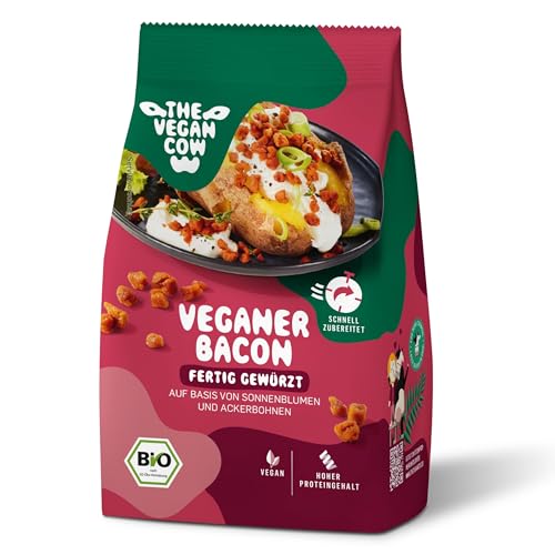 THE VEGAN COW Veganer Bacon - Bio-Fleischersatz - fertig gewürzt - 75g - doppelte Proteinquelle - TOP Qualität, Geschmack und Konsistenz - Allergenfrei und ohne Soja THE VEGAN COW Veganer Bacon - Bio-Fleischersatz - fertig gewürzt - 75g - doppelte Proteinquelle - TOP Qualität, Geschmack und Konsistenz - Allergenfrei und ohne Soja von THE VEGAN COW