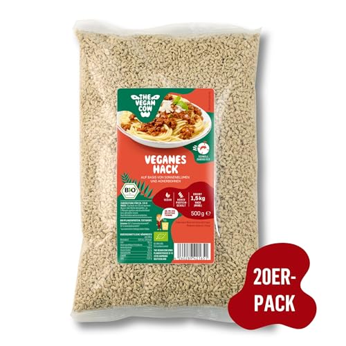 THE VEGAN COW Veganes Hack - Bio-Fleischersatz - 20x500g - doppelte Proteinquelle - TOP Qualität, Geschmack und Konsistenz - Allergenfrei und ohne Soja von THE VEGAN COW