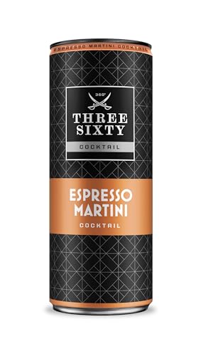 THREE SIXTY ESPRESSO MARTINI COCKTAIL | PREMIX 12 x 330ml | Vorgemixter Longdrink in der Dose "to-go" | Geschmack: Espresso Martini | 10% vol. von THREE SIXTY