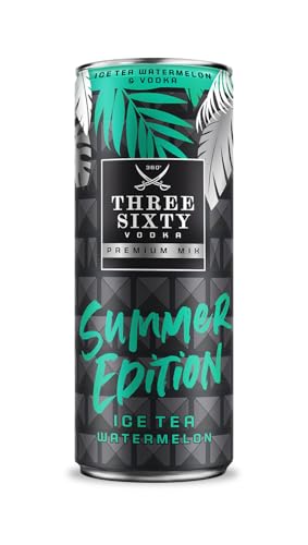 THREE SIXTY VODKA & Ice Tea Watermelon I PREMIX 12 x 330ml I Vorgemixter Longdrink in der Dose "to-go" I Frischer Wassermelone-Geschmack I 10% vol. THREE SIXTY VODKA & Ice Tea Watermelon I PREMIX 12 x 330ml I Vorgemixter Longdrink in der Dose "to-go" I Frischer Wassermelone-Geschmack I 10% vol. von 360° Three Sixty