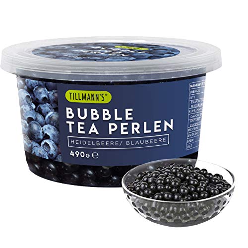 Bubble Tea Perlen Heidelbeere/ Blaubeere | 490g Popping Boba Fruchtperlen für Bubble Tea | 100% gelatine- & glutenfrei | mit echtem Fruchtsaft von TILLMANN'S
