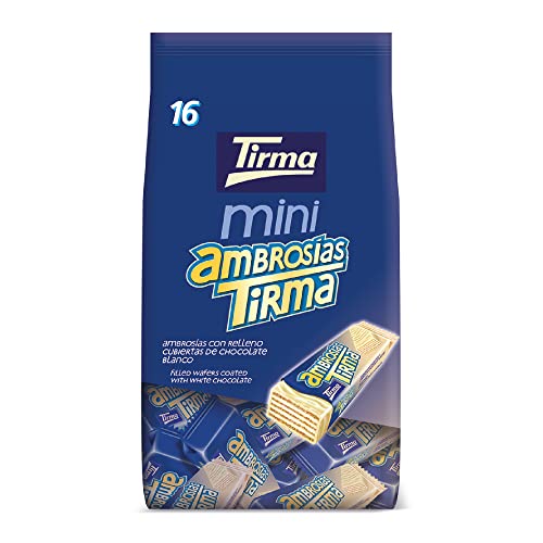 Tirma Mini-Waffelriegel weiße Schokolade | (16 Einheiten X 13,5g), 216g | Zarte Cremefüllung | Nicht-GVO | Für Vegetarier geeignet | Einzeln verpackt | Snack für unterwegs von Tirma