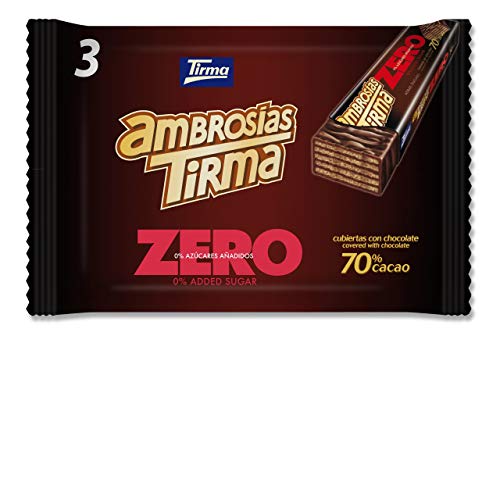 Tirma Waffeln dunkler Schokolade 70% Kakao | Ohne Zuckerzusätze| Geeignet für Keto-Diät | Kohlenhydratarme | für Diabetiker| Multipack Schoko-Waffelriegel | 3 Stück| 64.5 g von Tirma
