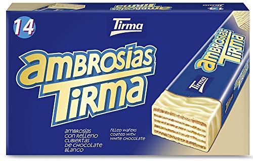Tirma Waffelriegel weiße Schokolade | 14 Einheiten, 301g | Zarte Cremefüllung | Nicht-GVO | Für Vegetarier geeignet | Einzeln verpackt | Snack für unterwegs Tirma Waffelriegel weiße Schokolade | 14 Einheiten, 301g | Zarte Cremefüllung | Nicht-GVO | Für Vegetarier geeignet | Einzeln verpackt | Snack für unterwegs von Tirma