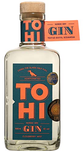 TOHI Nordic Dry Gin – fruchtig | aromatisch | frisch - Moltebeere | Passionsfrucht | Orange | Kardamom - Nordic Botanicals - handcrafted small batch Gin aus Estland – Neon Design - 43% - (1x 0.5 L) von TOHI