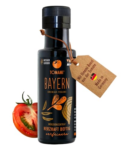 Tomami Bayern Würzsauce 90ml - Herzhaft Deftig - Erlesene Gewürze & Umami-Geschmack - Für Herzhafte Gerichte - Vegan, Glutenfrei, Laktosefrei, Sojafrei Tomami Bayern Würzsauce 90ml - Herzhaft Deftig - Erlesene Gewürze & Umami-Geschmack - Für Herzhafte Gerichte - Vegan, Glutenfrei, Laktosefrei, Sojafrei von TOMAMI