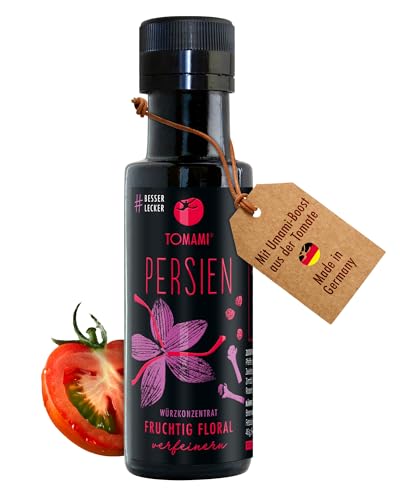 Tomami Persien Würzsauce 90ml - Fruchtig Florale Gewürze & Umami-Geschmack - Für Gemüse, Geflügel & Fisch - Vegan, Glutenfrei, Sojafrei, Laktosefrei von TOMAMI