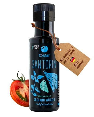 Tomami Santorin Würzsauce 90ml - Griechische Gewürze & Umami-Geschmack - Für Grill-Gerichte, Fleisch & Gemüse - Vegan, Glutenfrei, Sojafrei, Laktosefrei von TOMAMI
