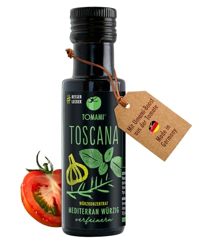 Tomami Toscana Würzsauce 90ml - Italienische Gewürze & Umami-Geschmack - Für Pasta-Saucen, Fleisch & Fisch - Vegan, Glutenfrei, Sojafrei, Laktosefrei Tomami Toscana Würzsauce 90ml - Italienische Gewürze & Umami-Geschmack - Für Pasta-Saucen, Fleisch & Fisch - Vegan, Glutenfrei, Sojafrei, Laktosefrei von TOMAMI