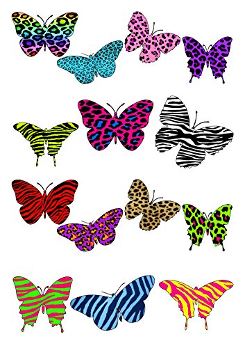 14 atemberaubende helle Tier-Leoparden-Druck-Effekt, essbares Oblatenpapier, Schmetterlings-Kuchendekoration 14 atemberaubende helle Tier-Leoparden-Druck-Effekt, essbares Oblatenpapier, Schmetterlings-Kuchendekoration von Top That