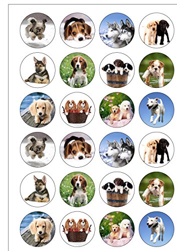 24 vorgeschnittene süße Hunde und Welpen, essbares Oblatenpapier, Kuchendekoration von Top That
