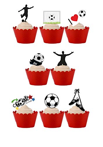 22 essbare Kuchendekorationen aus Oblatenpapier mit Fußball-Motiv. von Top That