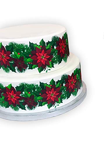 Top That Essbares Deko-Band, Weihnachtsstern, Rot – Perfekt für größere Kuchen – einfach zu verwenden von Top That