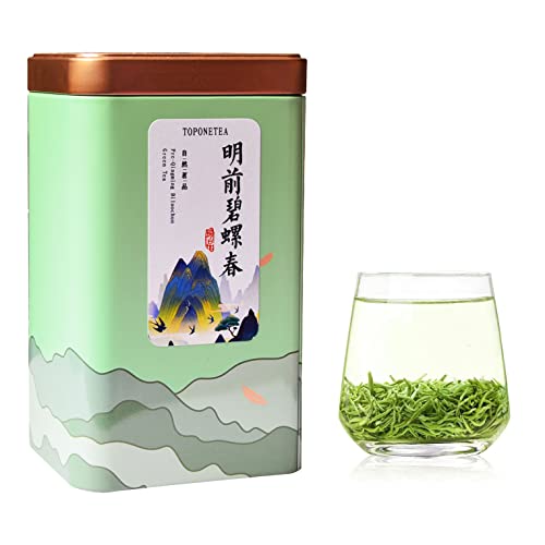 TOPONE 2024 Frühjahrsernte Biluochun Mingqian Grüner Tee Grüne Schnecke Frühlingsloser Blatt-Tee Premium-Qualität 100g von TOP ONE