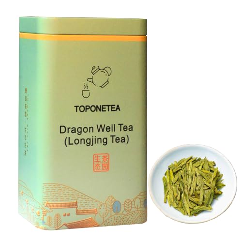 TOPONE 2024 Frühlingsernte Longjing Grüner Tee Bio - Premium Qualität - Authentisch aus Hangzhou, China, stammend, Mingqian Longjing lose Blätter (100g) von TOP ONE