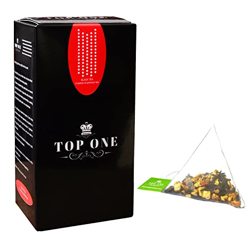 Topone Premium Keemun / Qimen Schwarzer Tee mit Chenpi, Vanille Chai Kräutertee aromatisiert Kräutermischung mittleres Koffein 35 Pyramiden-Teebeutel pro Stück von TOP ONE