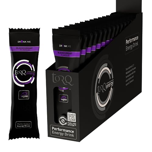 Torq Energy Drink Blackcurrant Isotonic Energy Drink Powder - Electrolyte Powder , High Carbohydrates 30g per 500ml and High Sodium - Single Serve Packs - Box of 15 von TORQ