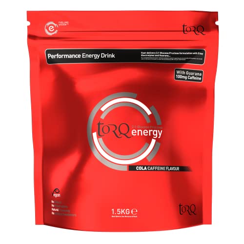 Torq Energy Drink Caffeine Cola Isotonic Energy Drink Powder - Electrolyte Powder Energy Drinks High Carbohydrates 30g per 500ml and Sodium - 45 Servings - 1.5kg von TORQ