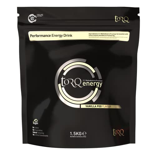 Torq Energy Drink Natural Vanilla Pod Isotonic Energy Drink Powder - Electrolyte Powder Energy Drinks High Carbohydrates 30g per 500ml and Sodium - 45 Servings - 1.5kg von TORQ