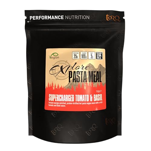 Torq Explore Vegane Pastamahlzeit – Tomate & Basilikum – Gesundes dehydriertes Expeditionsnahrung – 25 g Protein – 100 g Kohlenhydrate – 500 cal Torq Explore Vegane Pastamahlzeit – Tomate & Basilikum – Gesundes dehydriertes Expeditionsnahrung – 25 g Protein – 100 g Kohlenhydrate – 500 cal von TORQ
