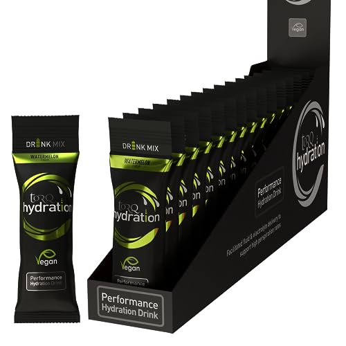 Torq Hydration - Watermelon - Rapid Rehydration Electrolytes Powder Hypotonic Profile Running , Cycling , Sports Hydration Drink - Single Serve - Box of 15 von TORQ