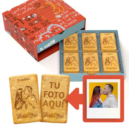 60 Cookies mit Foto, Satz und Widmung - Inklusive Box mit kreativem Design - Ideal als personalisierbares und originelles Geschenk - Box Amour von TOSTA RICA