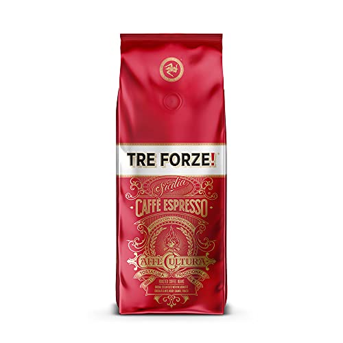TRE FORZE! Espresso Caffè - 1kg Espresso Bohnen Traditionelle Röstung über Olivenholzfeuer In Handarbeit - Premium Kaffeebohnen für Vollautomat und Siebträger von TRE FORZE!