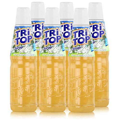 Tri Top Getränke-Sirup Holunderblüte 600ml - Feinblumiger Geschmack - Für ein kalorienarmes Erfrischungsgetränk (6er Pack) von TRI TOP