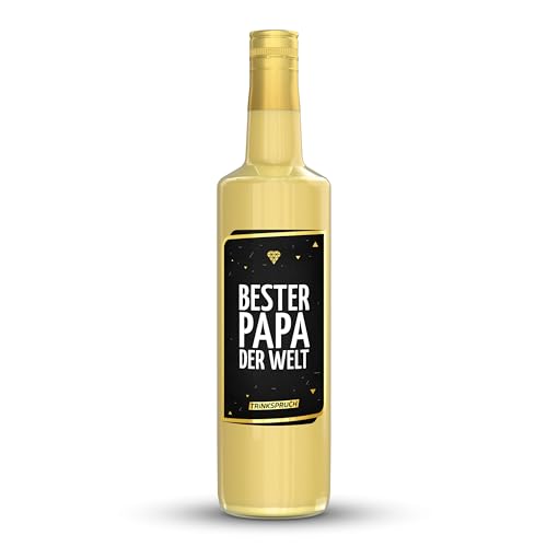 TRINKSPRUCH - Bio Eierlikör mit Spruch: "Bester Papa der Welt!", 0,7L cremiger Likör mit 14% vol, Ein besonderes Alkohol Geschenk von TRINKSPRUCH