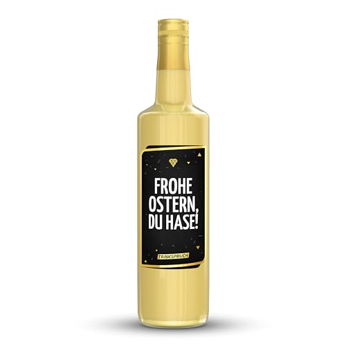 TRINKSPRUCH - Bio Eierlikör mit Spruch: "Frohe Ostern, du Hase!", 0,7L cremiger Likör mit 14% vol, Ein besonderes Alkohol Geschenk von TRINKSPRUCH