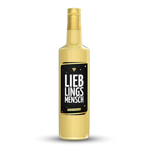 TRINKSPRUCH - Bio Eierlikör mit Spruch: "Lieblingsmensch", 0,7L cremiger Likör mit 14% vol, Ein besonderes Alkohol Geschenk von TRINKSPRUCH