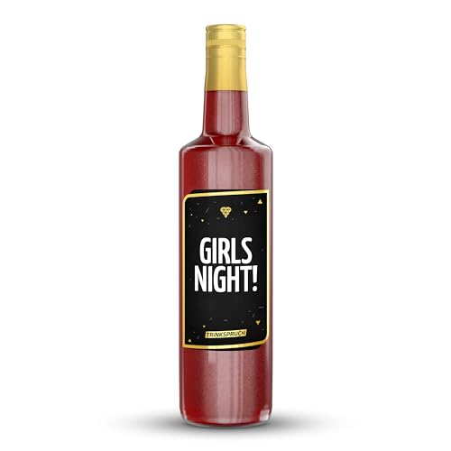 TRINKSPRUCH - Bio Glitzer Himbeerlikör mit Spruch: "Girls night!", 0,7L fruchtiger Likör mit 15% vol, Ein besonderes Alkohol Geschenk von TRINKSPRUCH