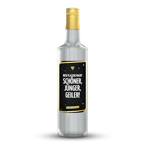 TRINKSPRUCH - Gin mit Spruch: "Diese Flasche macht schöner, jünger, geiler!", 0,7L aromatischer Gin mit 40% vol, Ein besonderes Alkohol Geschenk von TRINKSPRUCH