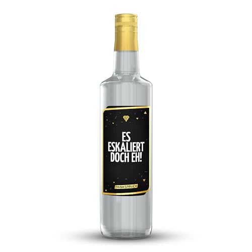 TRINKSPRUCH - Gin mit Spruch: "Es eskaliert doch eh!", 0,7L aromatischer Gin mit 40% vol, Ein besonderes Alkohol Geschenk von TRINKSPRUCH