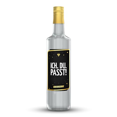 TRINKSPRUCH - Gin mit Spruch: "Ich. Du. Passt!", 0,7L aromatischer Gin mit 40% vol, Ein besonderes Alkohol Geschenk von TRINKSPRUCH
