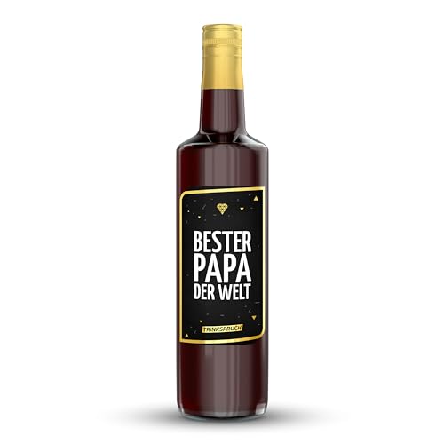 TRINKSPRUCH - Johannisbeerlikör mit Spruch: "Bester Papa der Welt!", 0,7L fruchtiger Likör mit 15% vol, Ein besonderes Alkohol Geschenk von TRINKSPRUCH