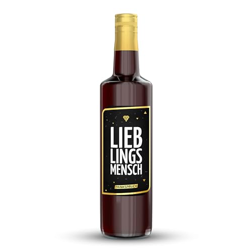 TRINKSPRUCH - Johannisbeerlikör mit Spruch: "Lieblingsmensch", 0,7L fruchtiger Likör mit 15% vol, Ein besonderes Alkohol Geschenk von TRINKSPRUCH