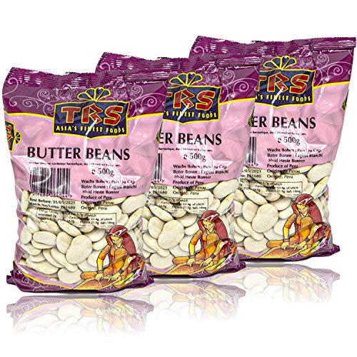 TRS - 3er Pack Weiße Butterbohnen getrocknet - Premium Limabohnen in 500 g Packung (Butter Beans) von Jlwiy
