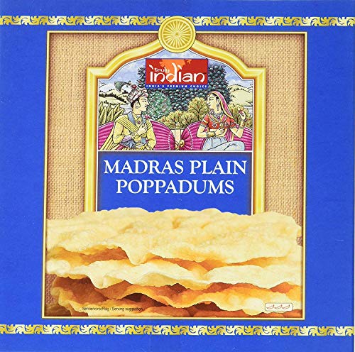 Truly Indian Poppadums Madras (Indisches Fladenbrot aus Linsenmehl für die Zubereitung in der Pfanne, Als Beilage oder Snack) (12 x 112 g) von Truly Indian