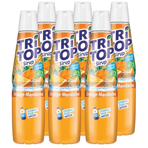 TRI TOP Orange-Mandarine | kalorienarmer Sirup für Erfrischungsgetränk, Cocktails oder Süßspeisen | wenig Zucker (6 x 600ml) von TRI TOP