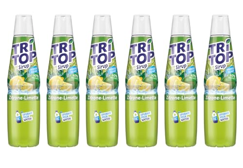 TRI TOP Zitrone-Limette | kalorienarmer Sirup für Erfrischungsgetränk, Cocktails oder Süßspeisen | wenig Zucker (6 x 600ml) von TRi TOP