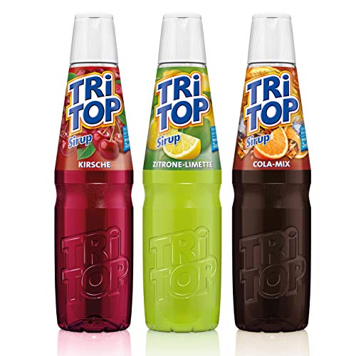 TRi TOP Getränkesirup 3er Set | Orange-Cola-Mix, Zitrone-Limette, Kirsche | 3x600ml [5Liter Erfrischungsgetränk pro Flasche] von TRi TOP