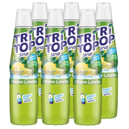 TRi TOP Getränkesirup Zitrone-Limette 6 x 600ml | Sirup für Wassersprudler | 1 Flasche ergibt ca. 5 Liter Erfrischungsgetränk von TRI TOP